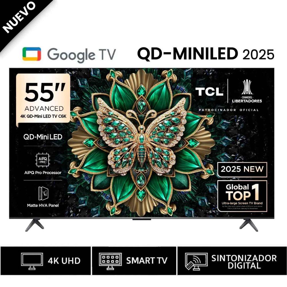 Televisor TCL 55 Pulg Qd Miniled 4K 55C6K Google TV 2025