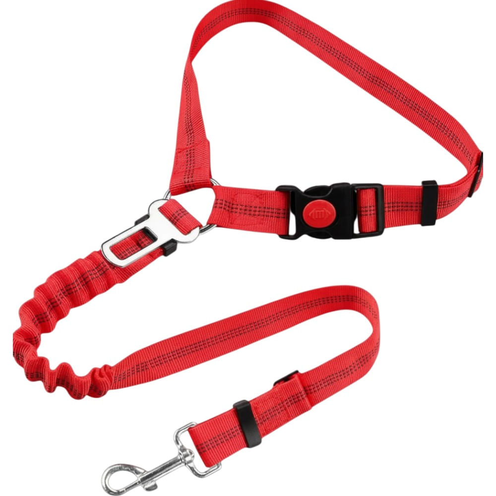 Correa para Perros de Seguridad en Coche Ajustable Multifuncional 3 en 1 Color Rojo