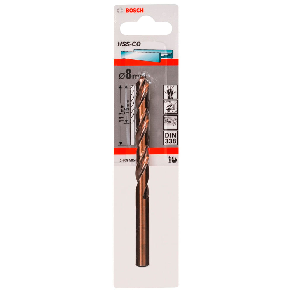 Bosch Broca Metal Cobalto HSS-Co 8.0 x 75 x 117