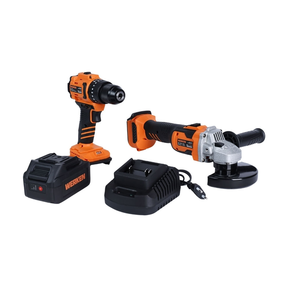 Taladro Percutor 20V 45Nm + Amoladora 4.5" 8000 r/min Brushless Werken