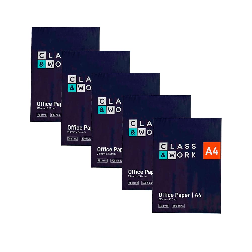 Papel Bond CLASS & WORK A4 Paquete 500 Hojas x 5un