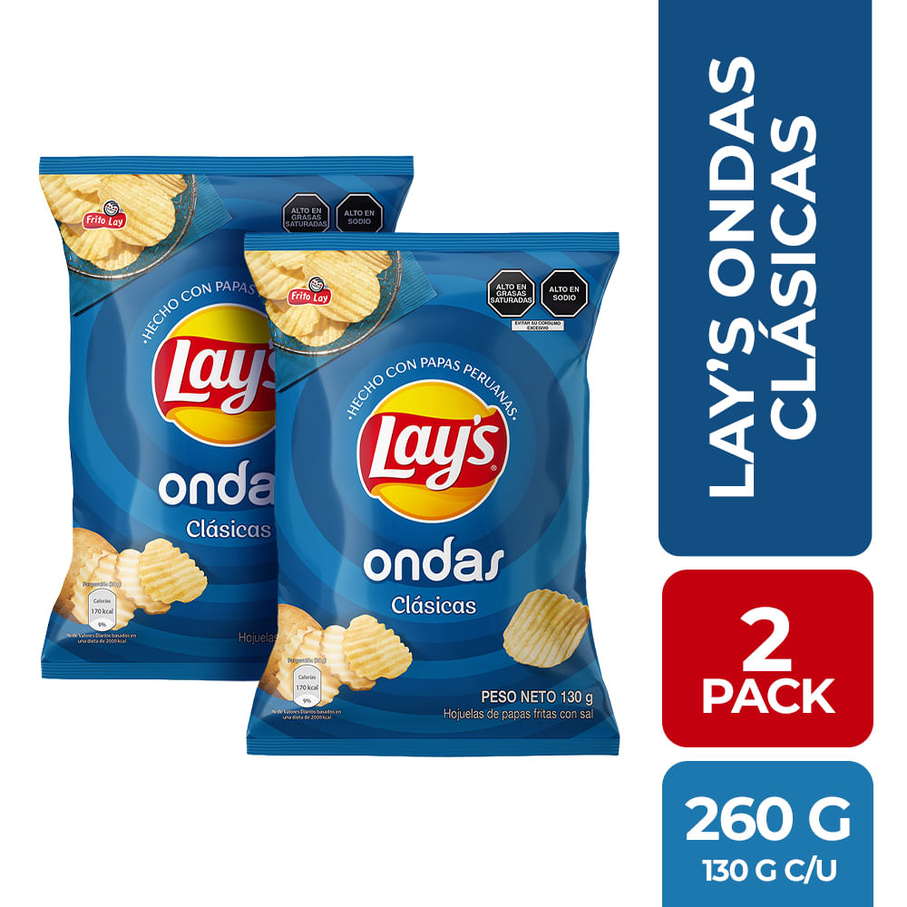 Pack Papas LAY'S Ondas Clásicas Bolsa 130g x2un