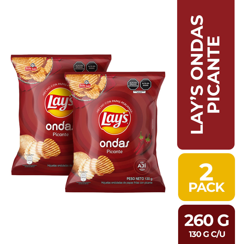 Pack Papas LAY'S Ondas Picante Bolsa 130g x2un