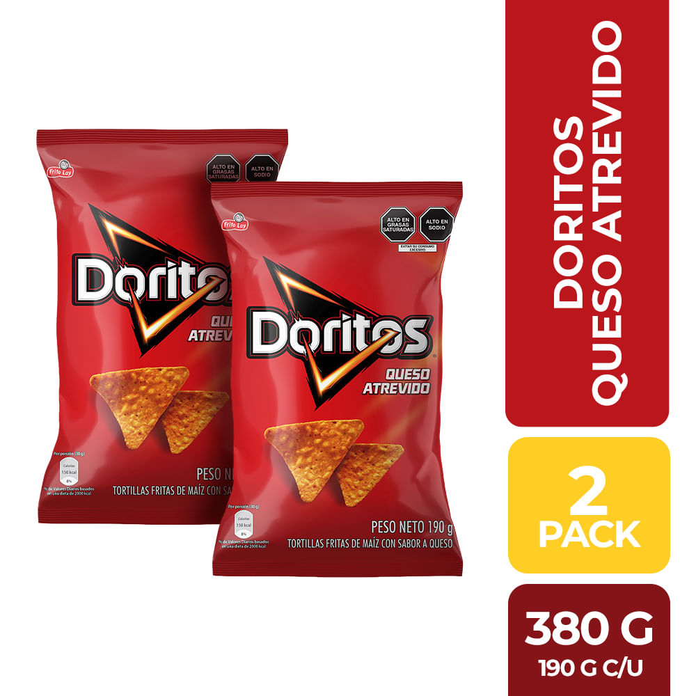Pack Tortillas de Maíz DORITOS Queso Atrevido Bolsa 190g x 2un