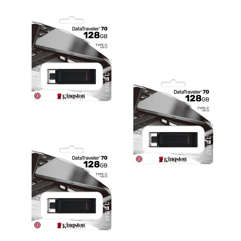 MEMORIA USB TIPO C KINGSTON 128GB KIT DE 3 UNIDADES