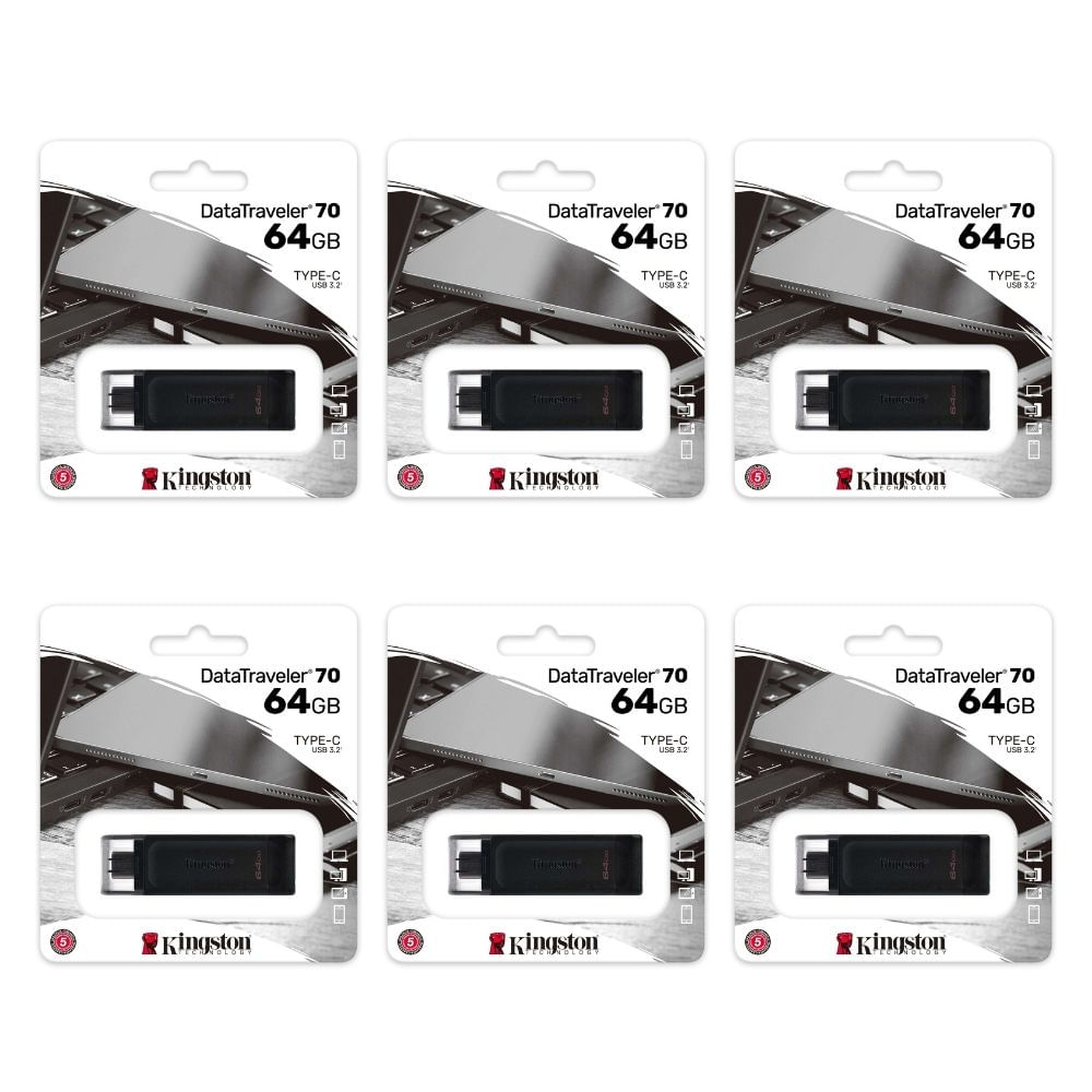 MEMORIA USB TIPO C KINGSTON 64GB KIT DE 6 UNIDADES