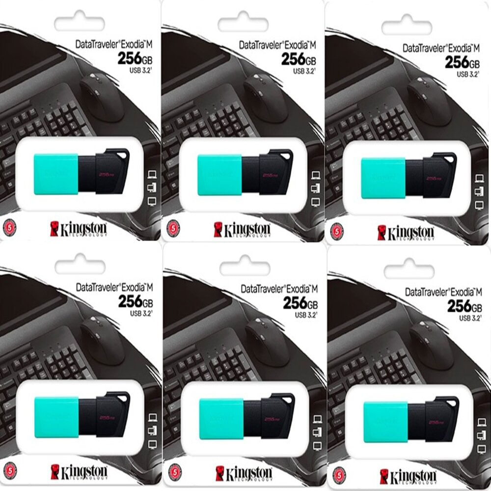 MEMORIA USB KINGSTON EXODIA M 256GB TURQUESA KIT 6 UNIDADES