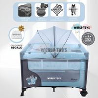 Combo Cuna Corral Premium HAPPY DREAM Blue con Colchón de Regalo