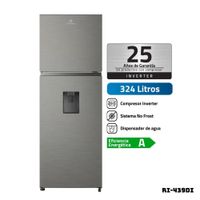 REFRIGERADORA INDURAMA 324 L TOP FREEZER PLATEADO CON DISP - RI-439DI