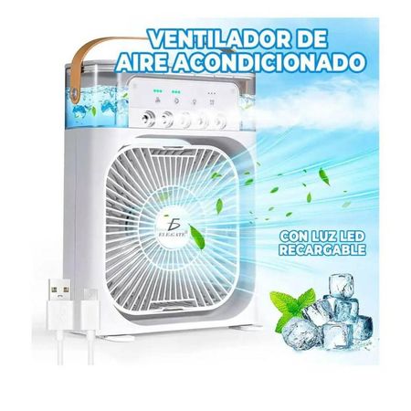 Ventilador de aire acondicionado pulverizador con luz LED Blanco