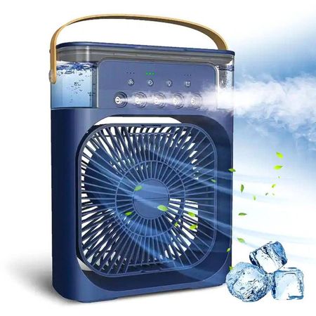 Ventilador de aire acondicionado pulverizador con luz LED Azul