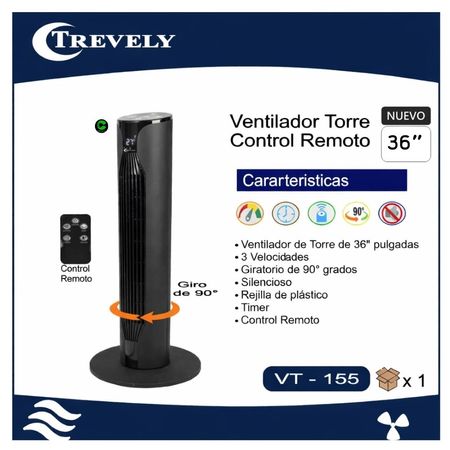 VENTILADOR DE TORRE TREVELY CON CONTROL REMOTO  VT-155