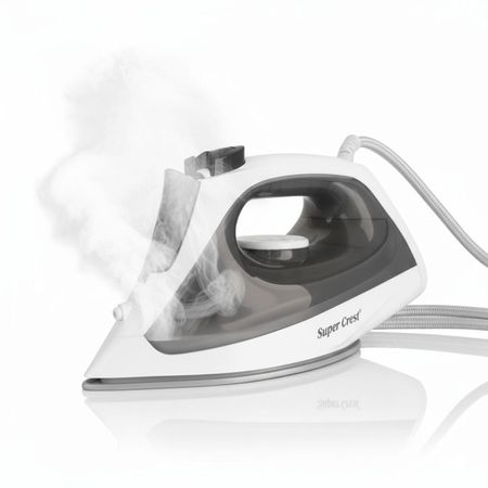 Plancha a Vapor Eléctrica Con Base Antiadherente Super Crest 2000W Gris