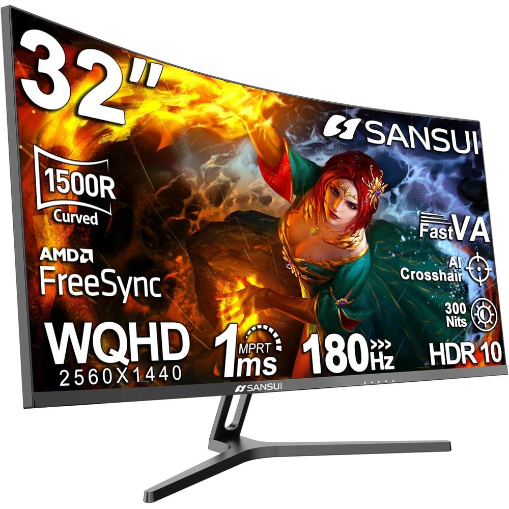 Sansui 32"" WQHD 180 Hz Curvo 1500R 1 ms VA FreeSync HDR VESA