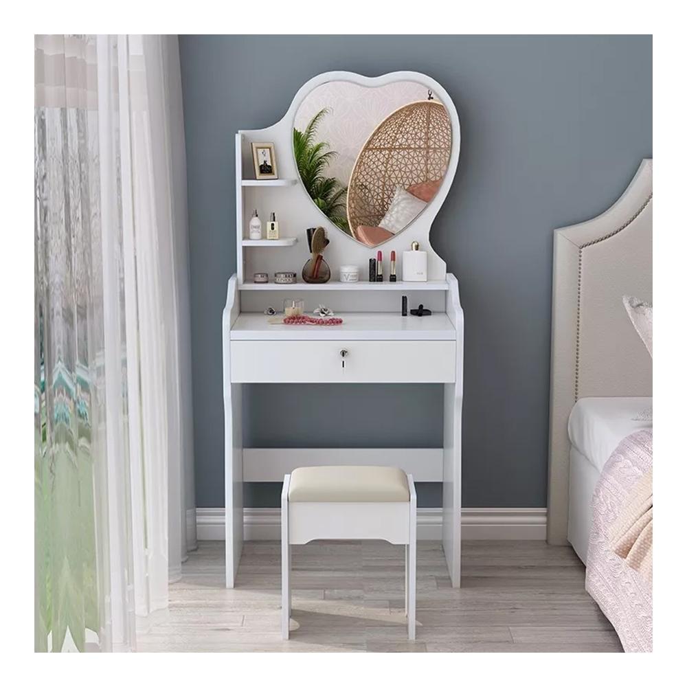 Tocador de Maquillaje Con Espejo Con Taburete Para Dormitorio Blanco  ZZ25