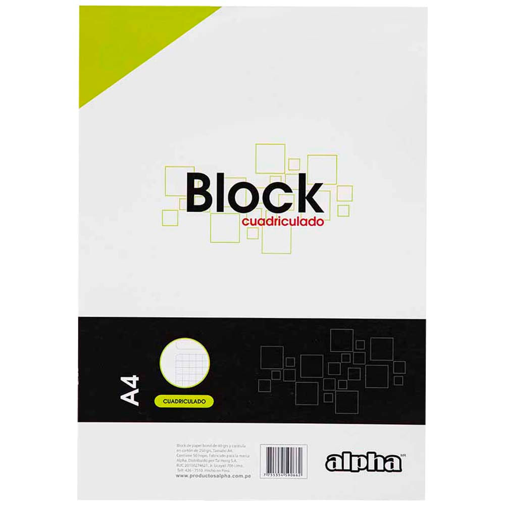 Block ALPHA Perforado A4 50 Hojas