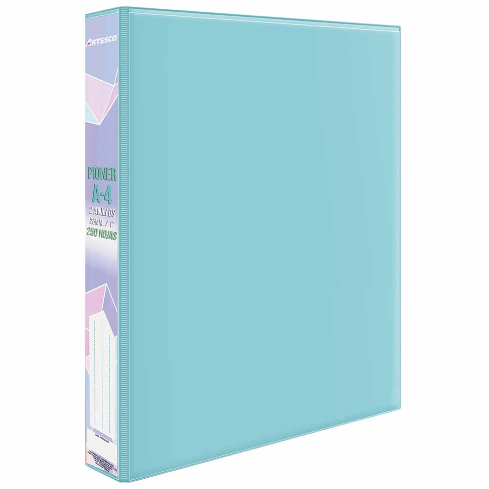 Pioner ARTESCO Escolar A4 2 Anillos 25mm Color Celeste Pastel