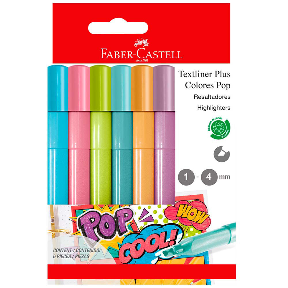 Resaltador FABER CASTELL Plus Pop Blíster 6un