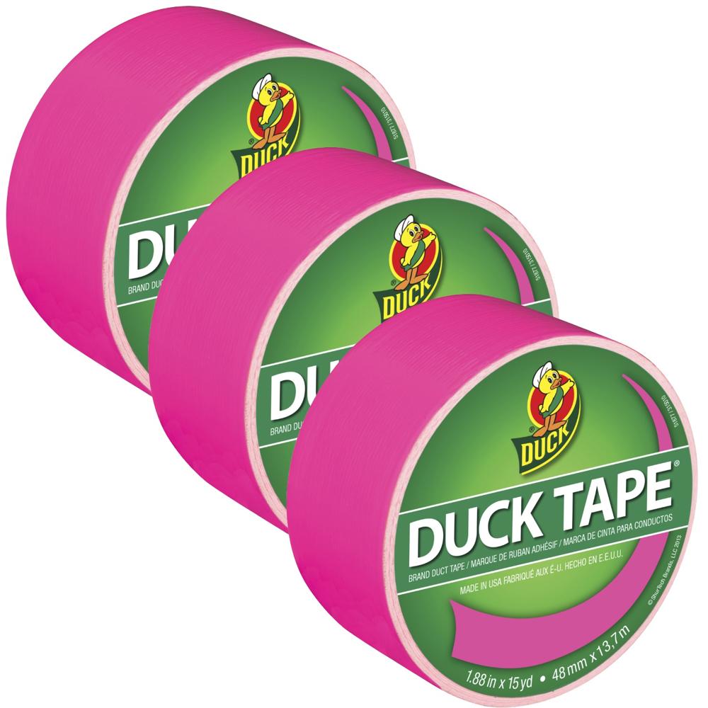 DUCK TAPE Cinta Adhesiva Duct 48mm x 15yds Rosado Neón Pack x 3