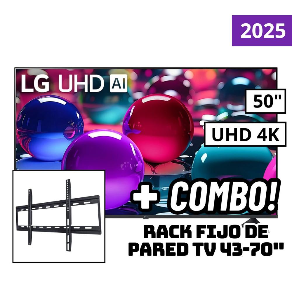 TELEVISOR LG 50 SMART TV THINQ AI WEBOS HUB 4K UHD LED 2025 - 50UA7300PSB - RACK FIJO