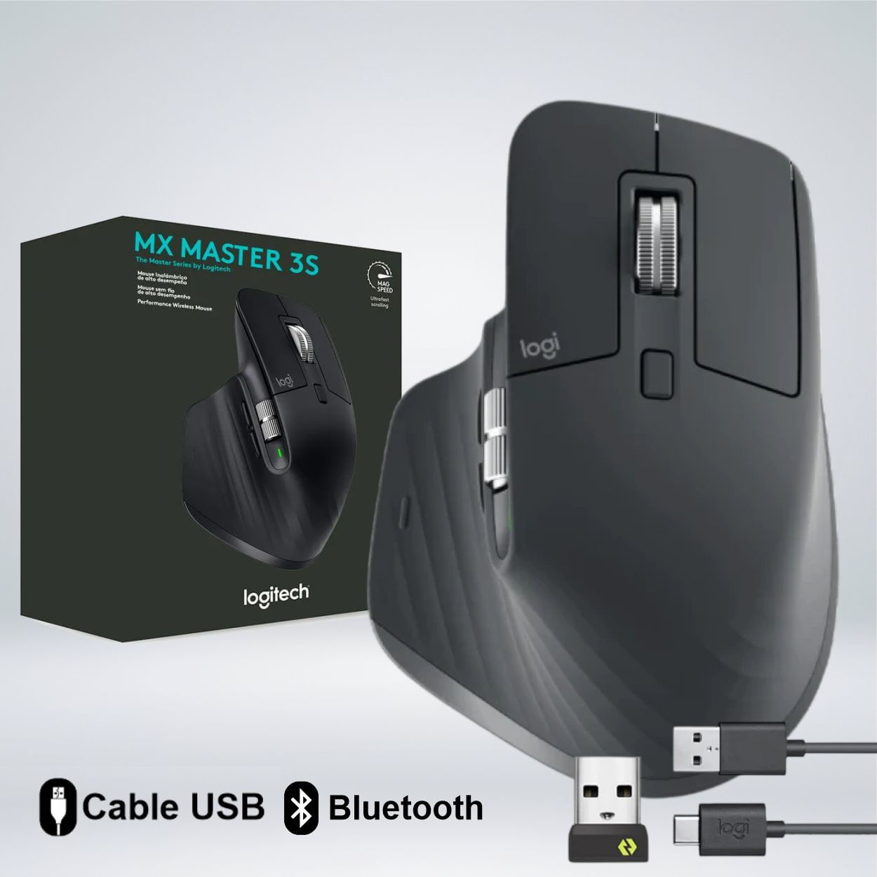 MOUSE LOGITECH MX MASTER 3S BLUETOOTH SENSOR 8K DPI 7 BOTONES USB-C