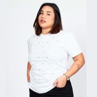T-shirt Básico Blanco Glitter - Miss Lady