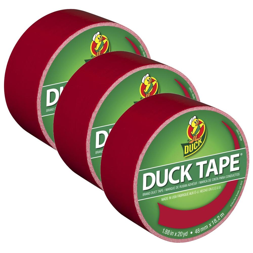 DUCK TAPE Cinta Adhesiva Duct 48mm x 20yds Rojo Cereza Pack x 3