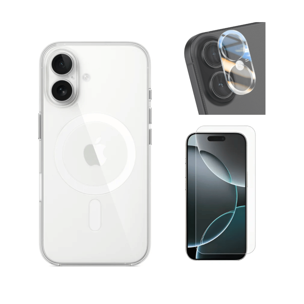Case Funda Clear con Mag con pack vidrios Para iPhone 17