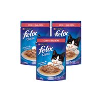 Pack FELIX Sensaciones de Salmón en Salsa para Gatitos Pouch 85g x 3un