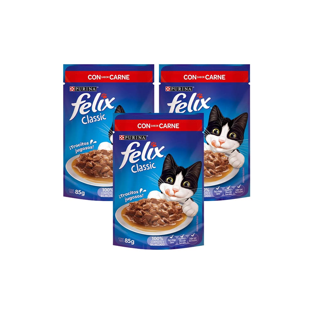 Pack FELIX Sensaciones de Carne en Salsa Pouch 85g x 3un