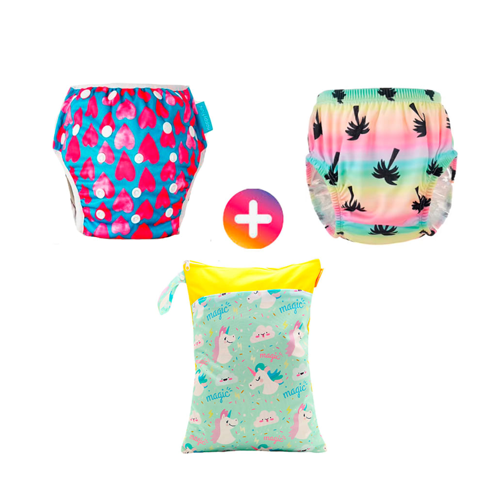 Pañal de Natación Pack x 2 Unidades  Bolsa Impermeable SM04