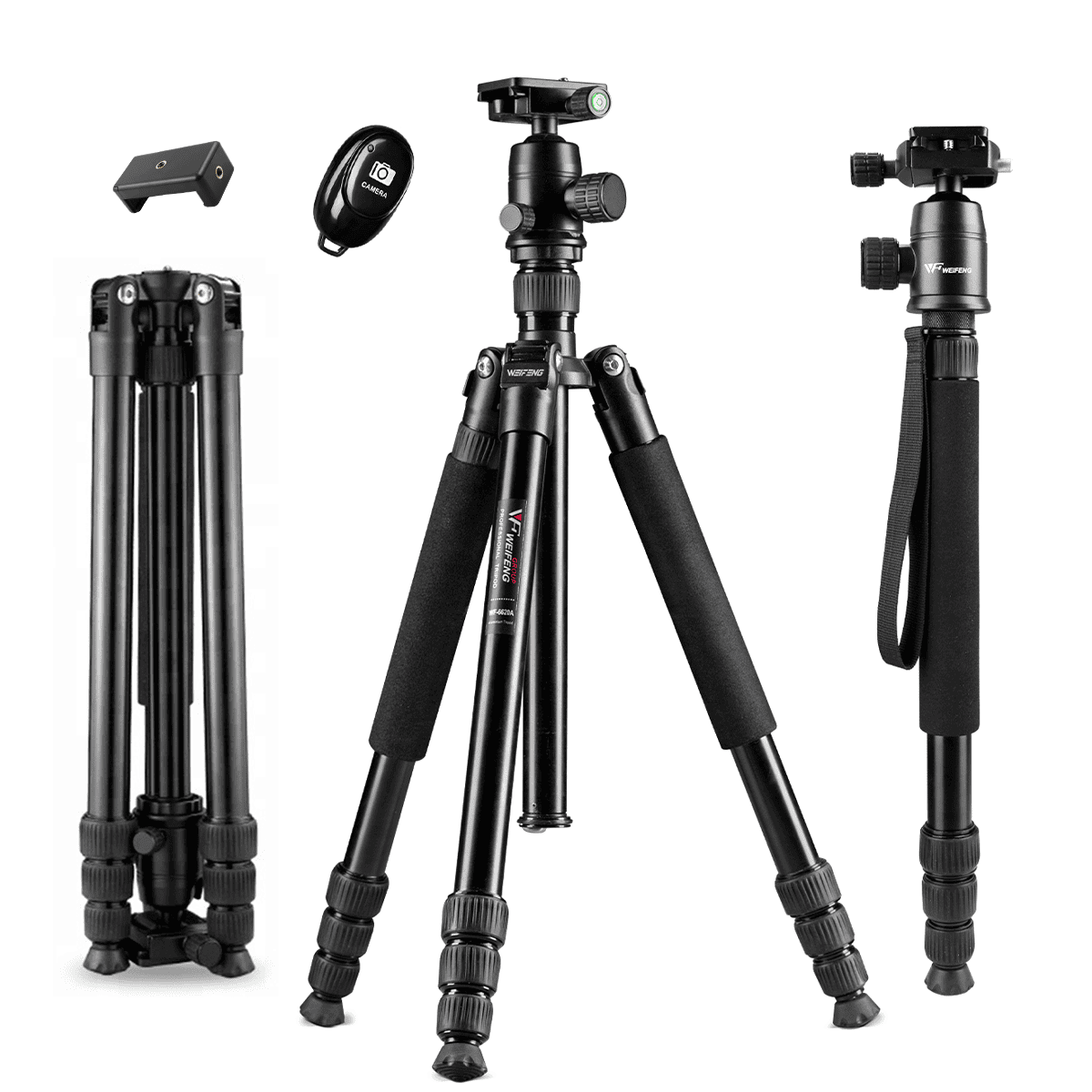 Trípode Profesional 160 Cm Weifeng WF-6620A + Disparador Bluetooth