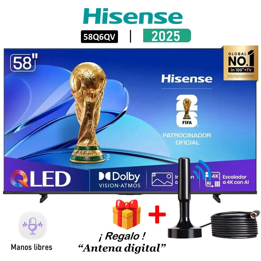 Televisor Hisense 58 QLED 4K 58Q6QV Smart Tv 2025 - Antena Digital