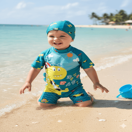 Ropa de Baño para Niño UV Dinosaurio Turquesa de 1 Año para 6 Años Ropa de Baño para Niño de 5 Años para 6 Años
