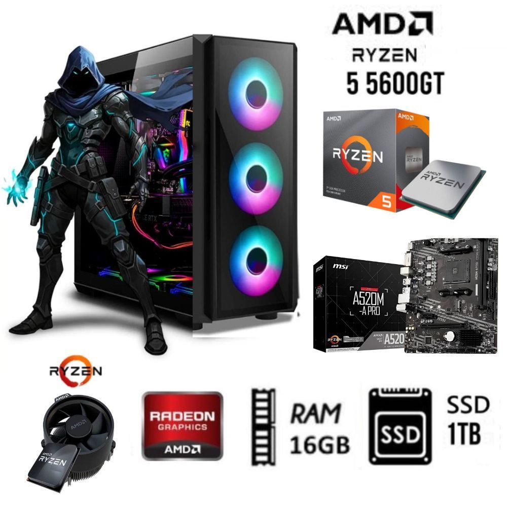 Computadora PC  GAMER RYZEN 5 5600GT  3.2Ghz RAM 16GB  DISCO SOLIDO SSD  1TB