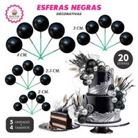 Esferas Decorativas Negro para Repostería - 40 unidades