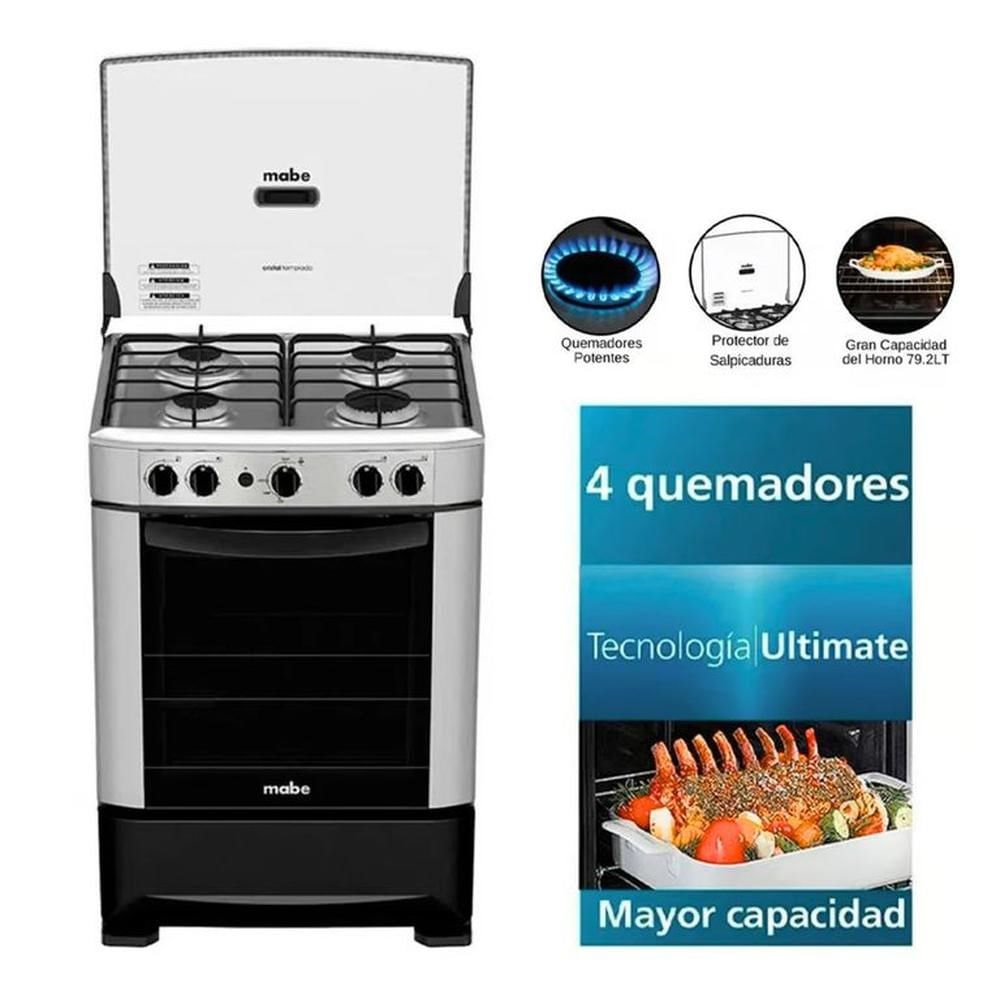 COCINA MABE CMP6014AG1 4 QUEMADORES SILVER