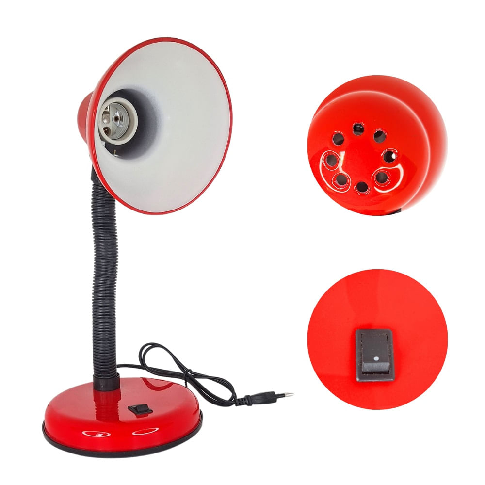Lampara de Escritorio con Base  ROJO
