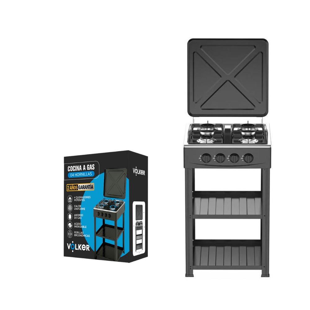 Cocina de Pie a Gas de 4 hornillas Acero Inoxidable