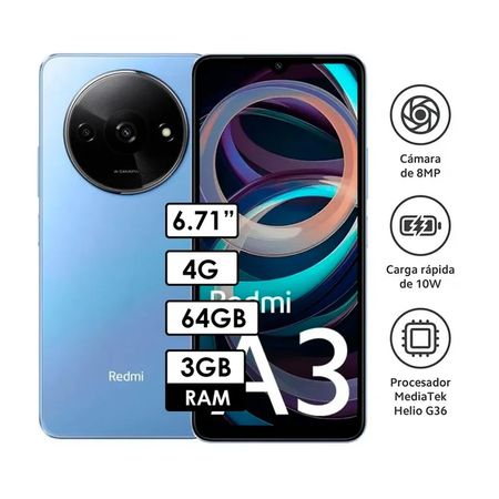 Celular Xiaomi Redmi A3 4G 3GB RAM 64GB AZUL