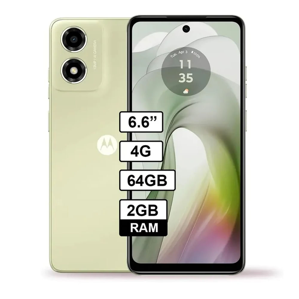 Celular Motorola Moto E14 64GB 2GB 13MP frontal 5MP 66 Pulg Verde