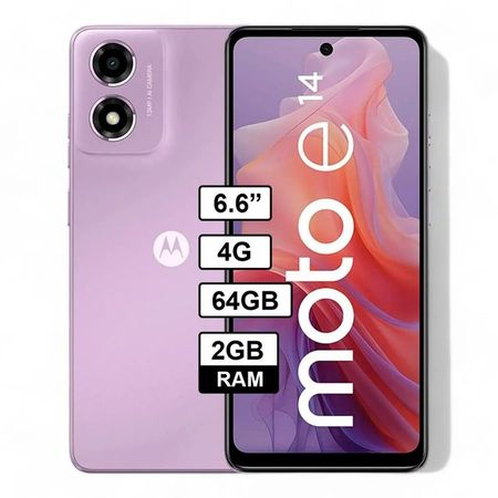 Celular Motorola Moto E14 64GB 2GB 13MP frontal 5MP 66 Pulg Lavanda