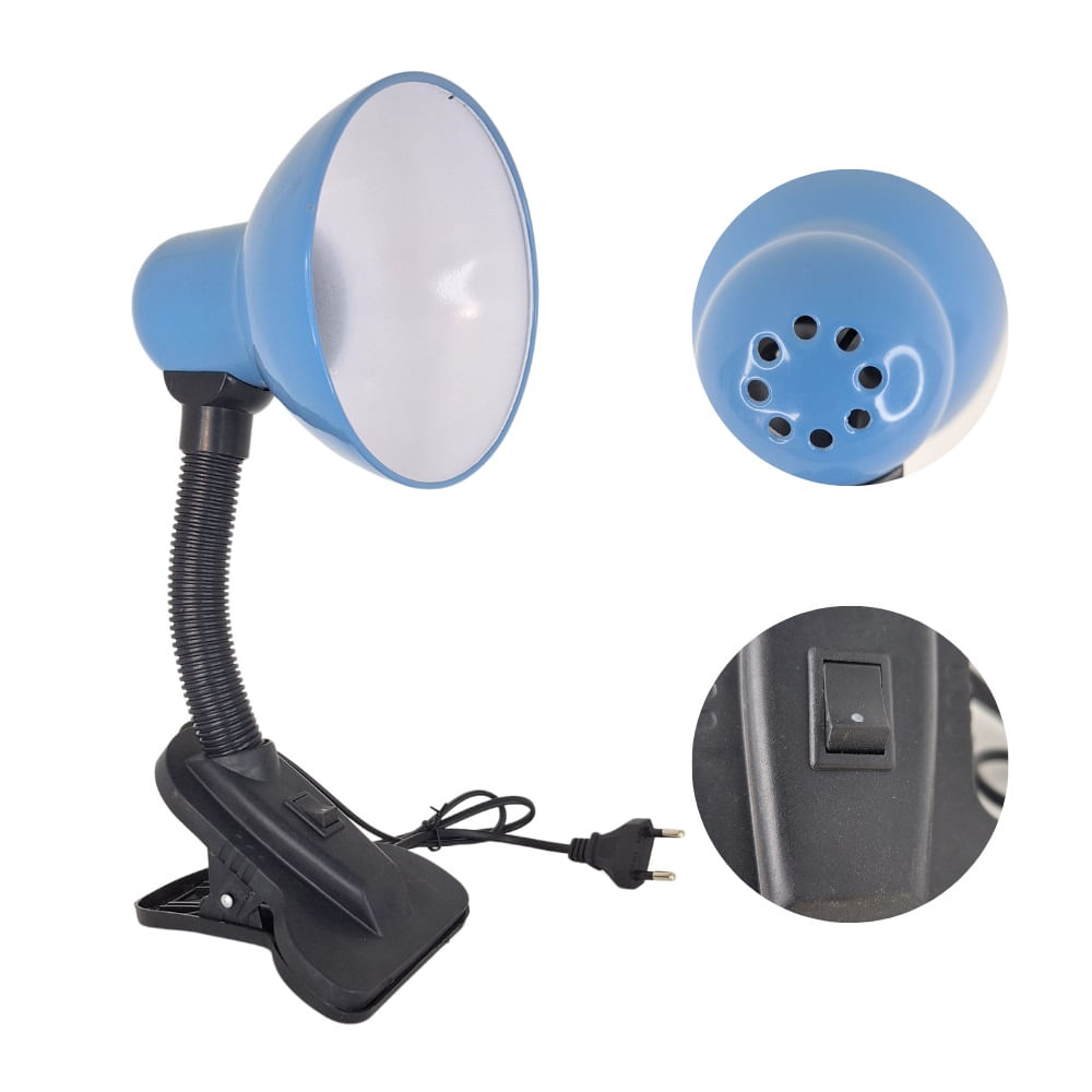 Lampara de Escritorio Flexible con Clip Celeste