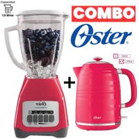COMBO OSTER LICUADORA 1.5LT 2 VELOCIDADES MÁS HERVIDOR 1.7LT COLOR SANDIA MOD BLSTKAG
