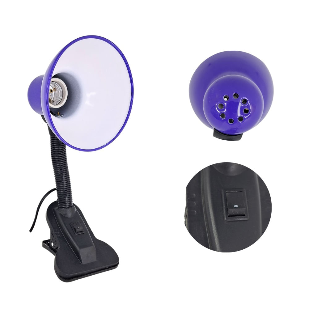 Lampara de Escritorio Flexible con Clip Morado