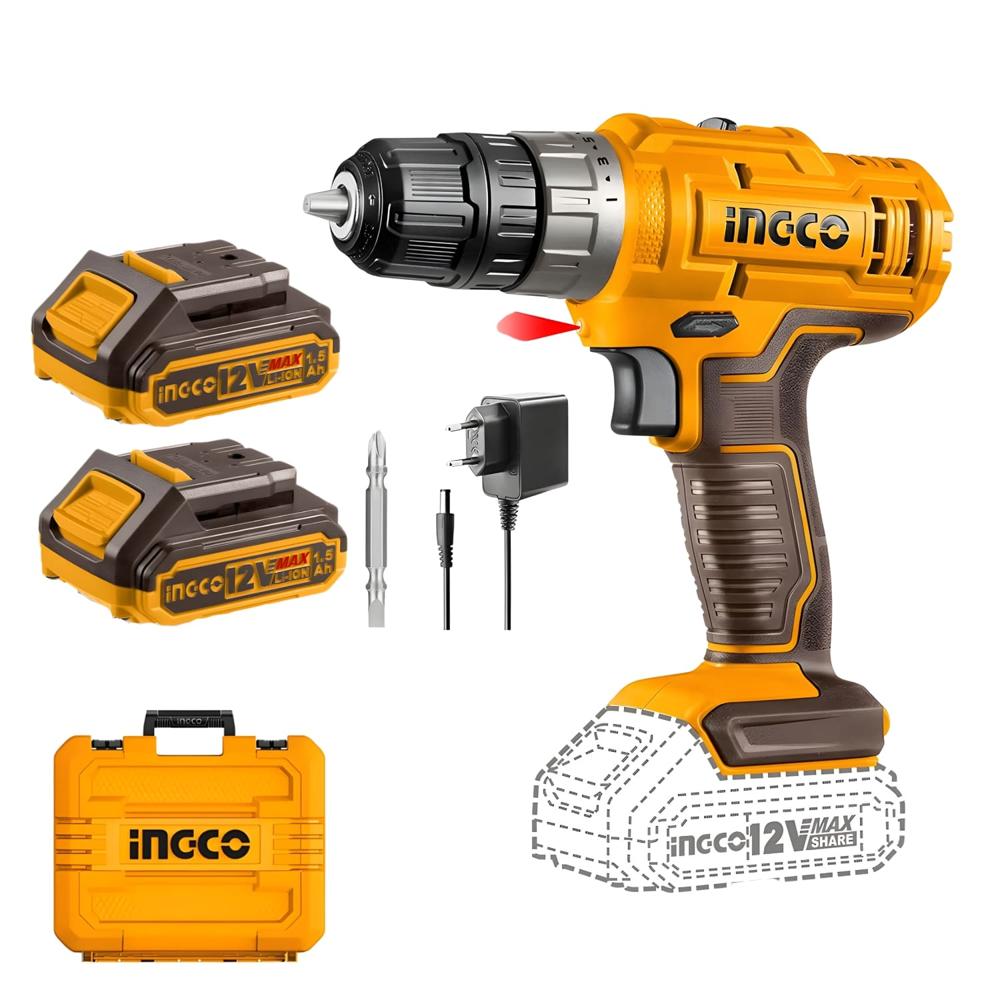 Taladro Atornillador 25nm + 2 bateria y Cargador 12v Ingco CDLI1228