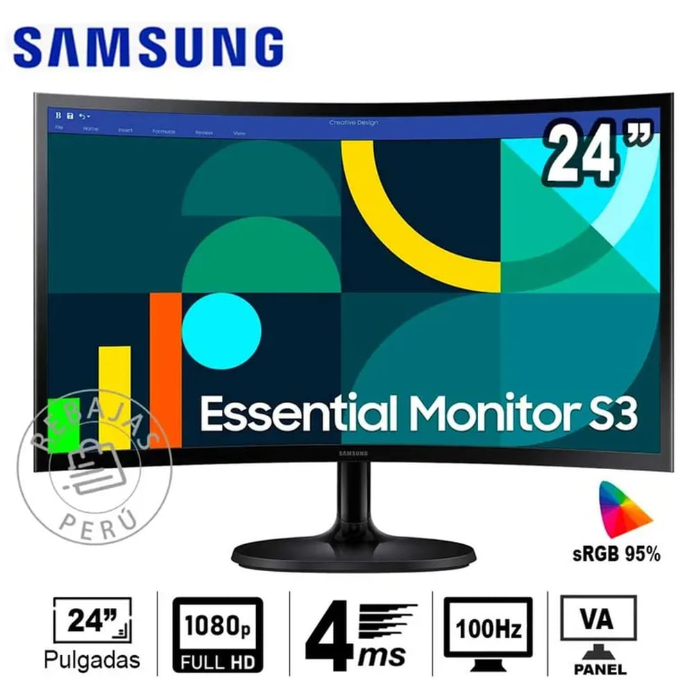 Monitor Samsung Curvo 24 LS24D360GALXPE FHD 100Hz HDMI