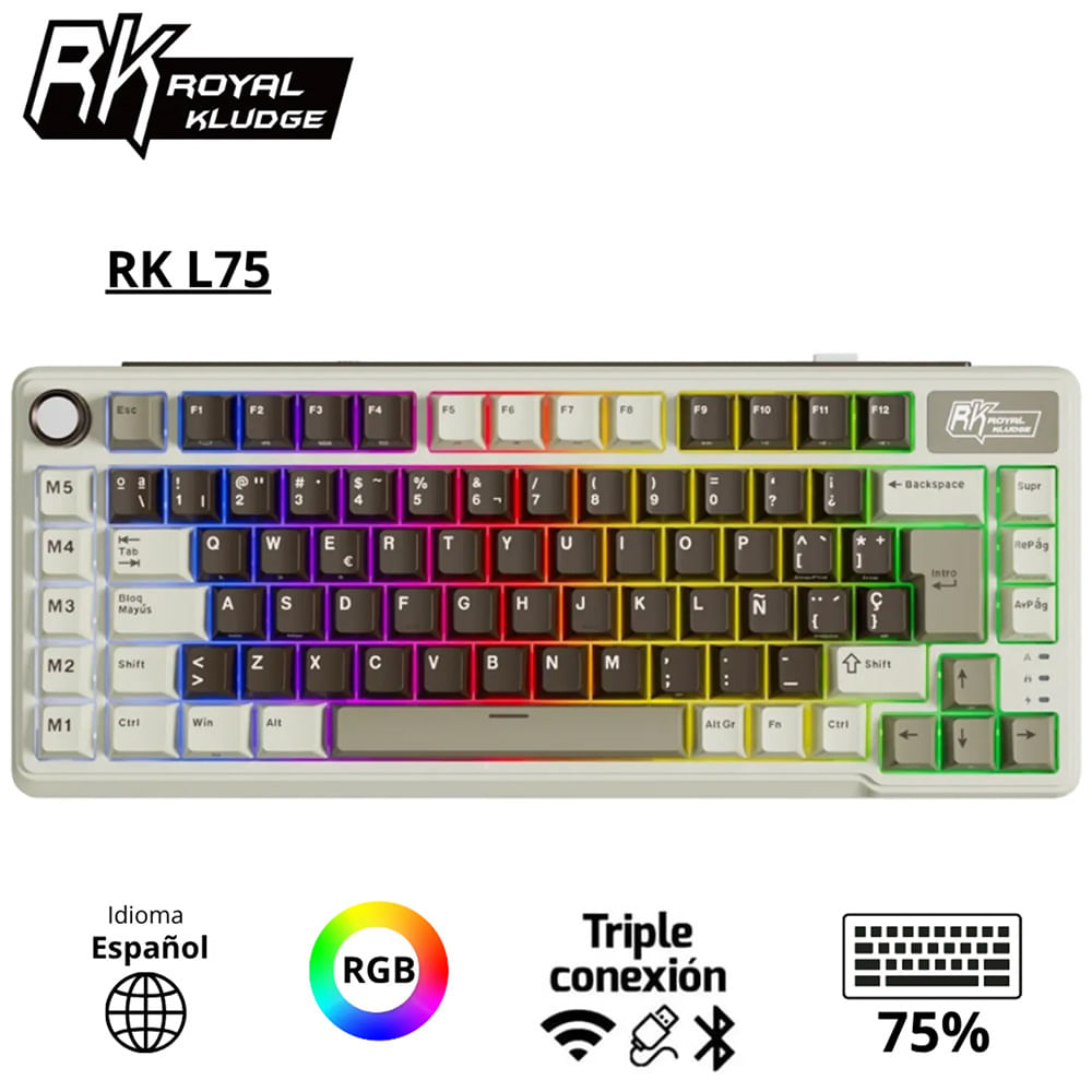 Teclado Royal Kludge RK L75 Inalambrico PALM GREEN - CREAMY SWITCH