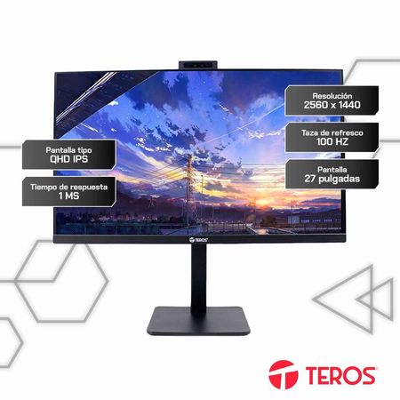 Monitor Plano Teros TE-2715CS 27? QHD IPS HDMI DP Cámara 5MP Parlantes Monitor Plano TE-2715CS 27? QHD IPS HDMI DP Cámara 5MP Parlantes