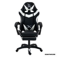 SILLA GAMER LYZOR CON POSAPIES BLANCO Y NEGRO - SGBWTWN135B